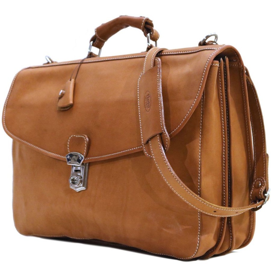 Men Floto Satchels & Messengers | Floto Leather Parma Messenger Parma Brown