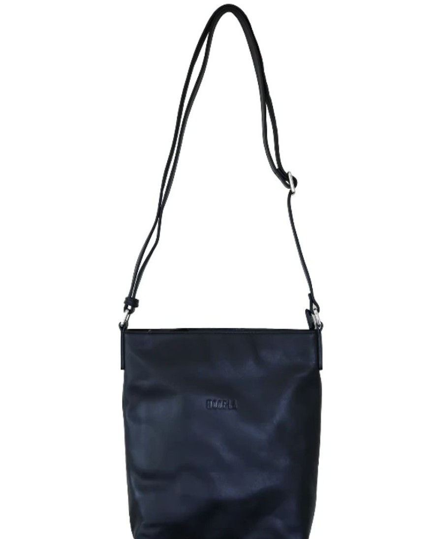 Handbags Hoopla | Hoopla Leather Crossbody Slouch Bag Black