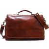 Men Floto Leather Satchels & Messengers | Floto Leather Centro Messenger Bag Vecchio Brown