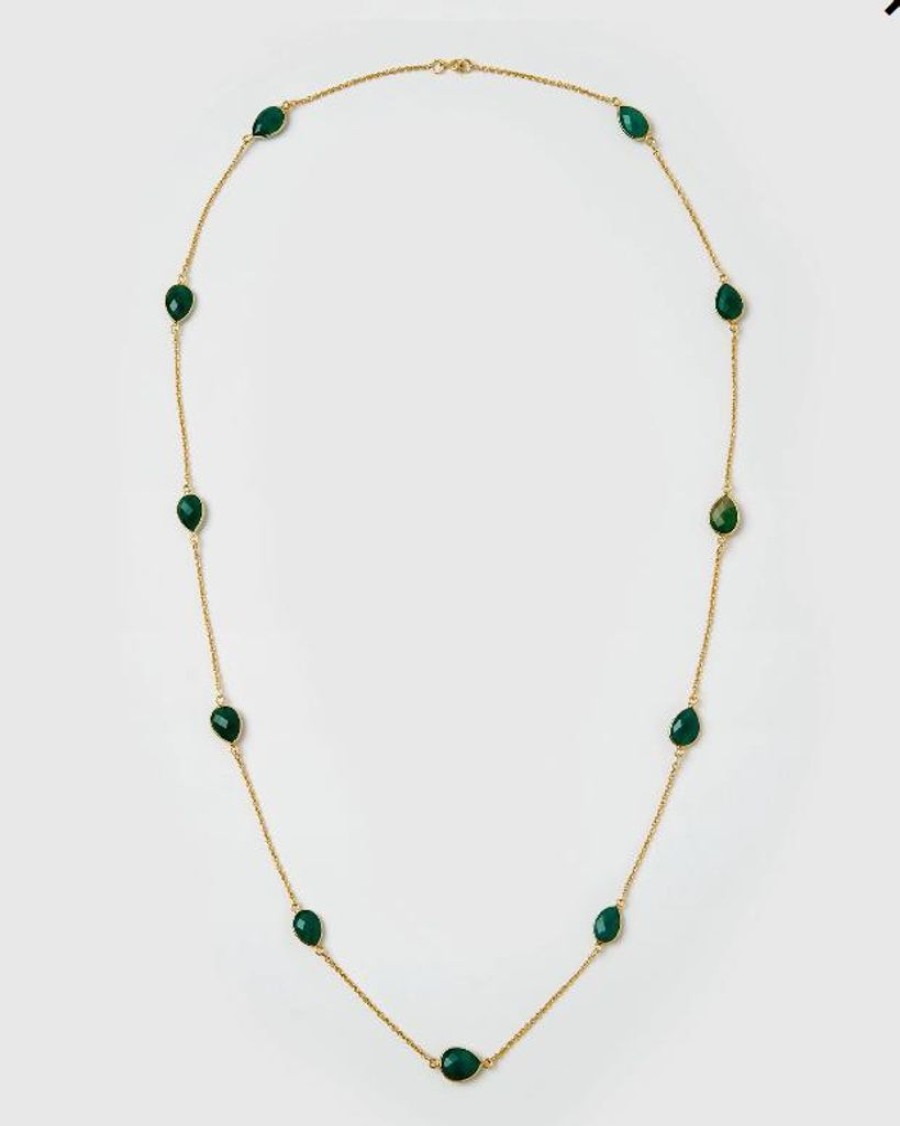 Jewellery Izoa Necklaces | Izoa Harmonia Necklace Gold Green Onyx