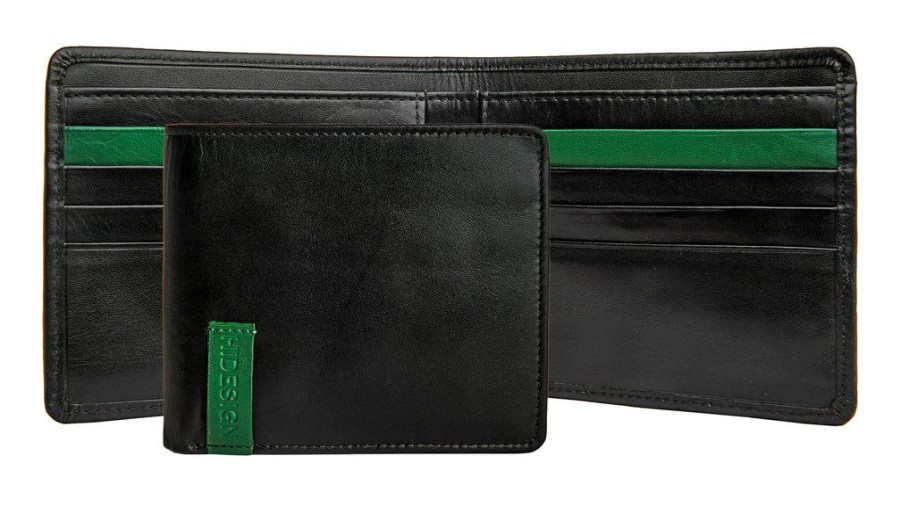 Wallets Hidesign Bifold & Trifold Wallets | Hidesign Dylan 04 Leather Slim Bifold Wallet Black