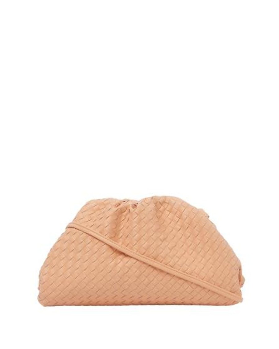 Handbags Izoa | Izoa Vincenza Woven Leather Clutch Crossbody Bag Peach