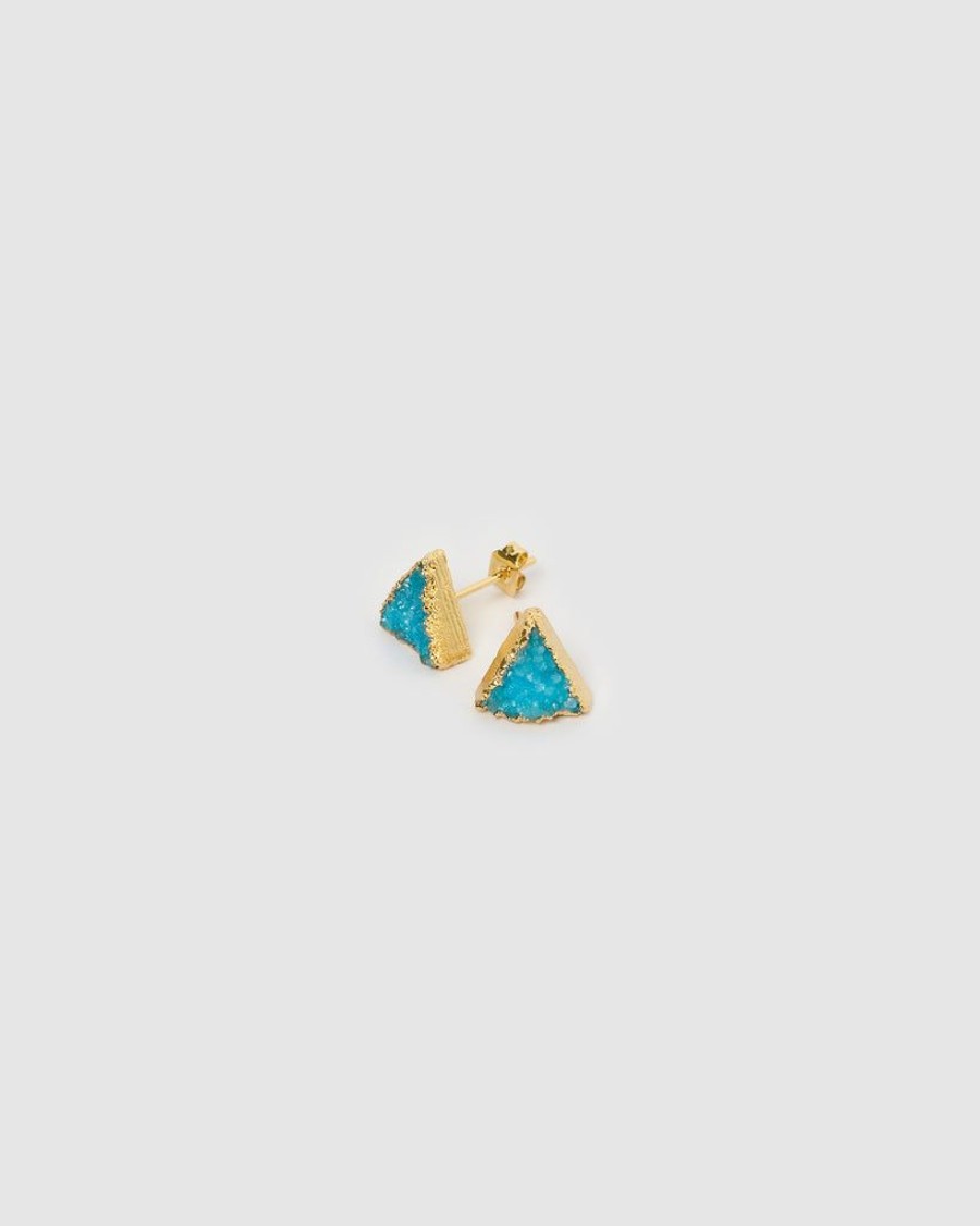 Jewellery Miz Casa & Co Earrings | Miz Casa & Co Dusky Stud Earrings Turquoise Gold