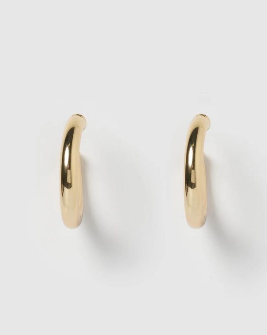 Jewellery Izoa Earrings | Izoa Small Voluminous Hoops Earrings Gold