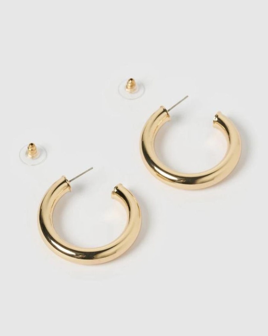 Jewellery Izoa Earrings | Izoa Small Voluminous Hoops Earrings Gold