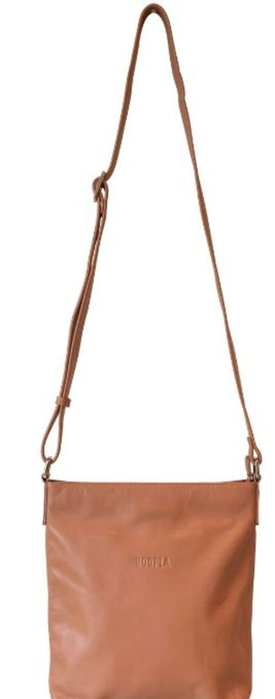 Handbags Hoopla | Hoopla Leather Crossbody Slouch Bag Chestnut Brown