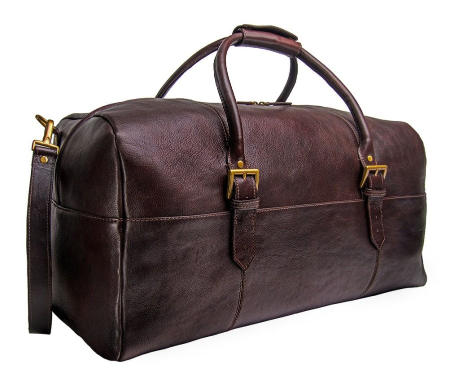 Handbags Hidesign | Hidesign Charles Leather Cabin Travel Duffle Weekend Bag Brown