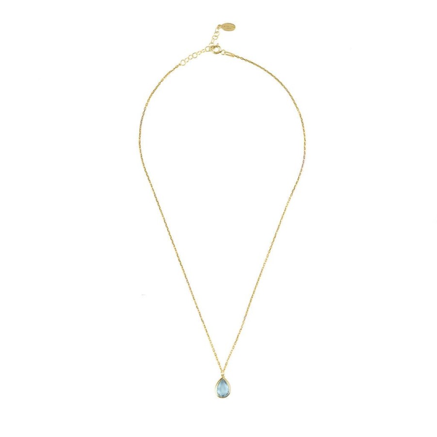 Jewellery LATELITA LONDON Necklaces | Latelita London Pisa Mini Teardrop Necklace Gold Blue Topaz