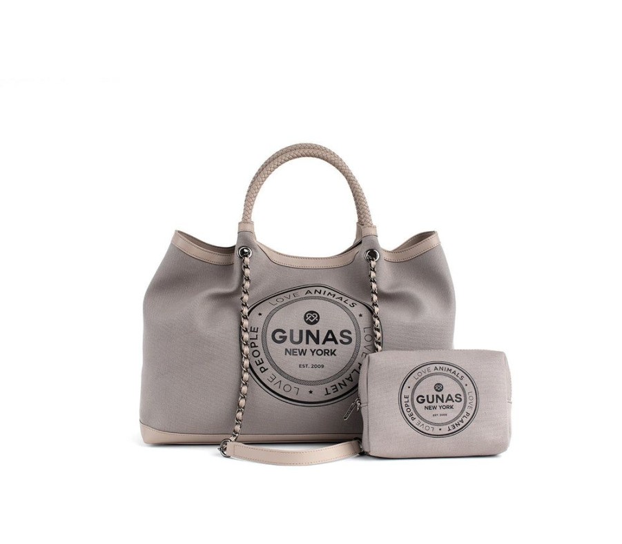 Handbags GUNAS NEW YORK | Gunas New York Ruth Grey Vegan Canvas Tote