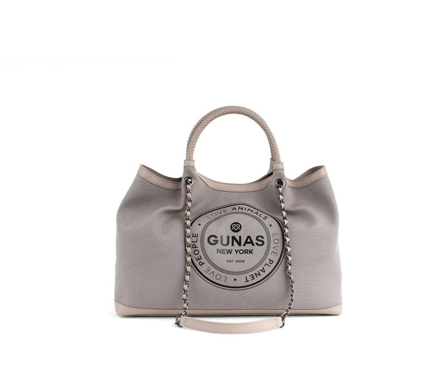 Handbags GUNAS NEW YORK | Gunas New York Ruth Grey Vegan Canvas Tote