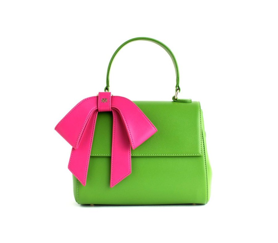 Handbags GUNAS NEW YORK | Gunas New York Cottontail Neon Green Vegan Leather Satchel Bag