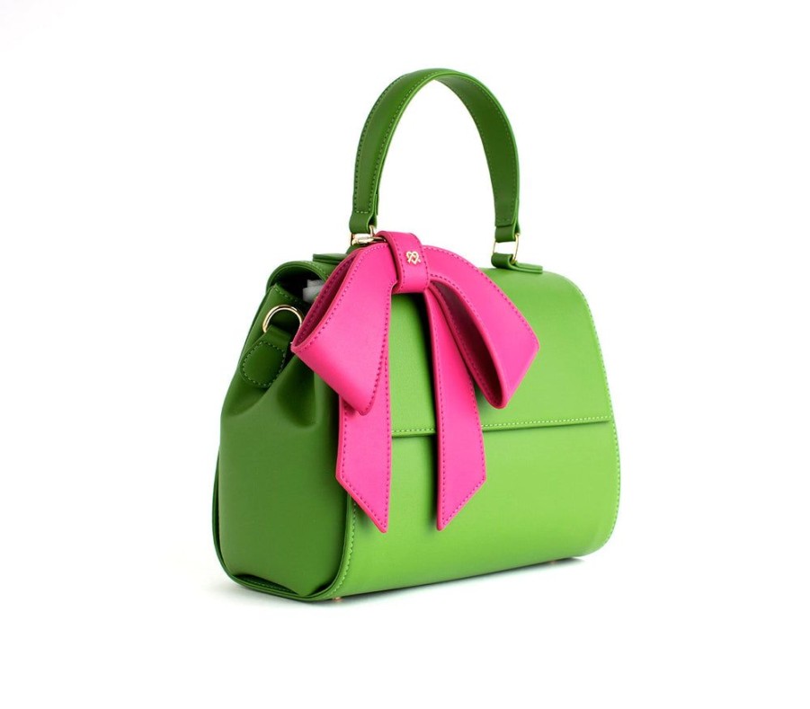 Handbags GUNAS NEW YORK | Gunas New York Cottontail Neon Green Vegan Leather Satchel Bag