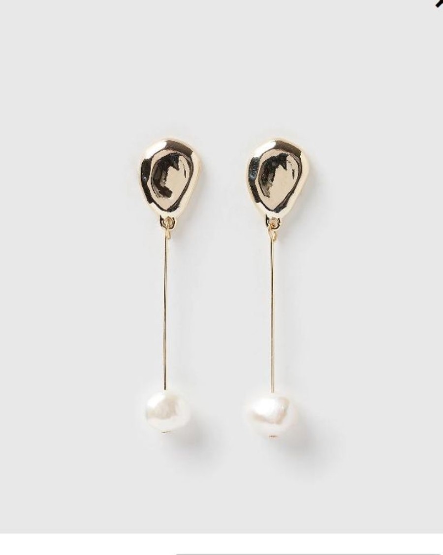 Jewellery Izoa Earrings | Izoa Cherish Earrings Gold Freshwater Pearl