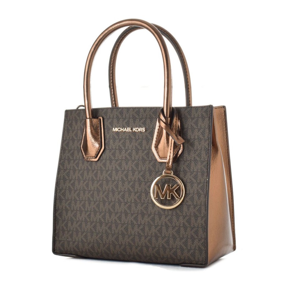 Handbags Michael Kors | Michael Kors Mercer Satchel Bag Brown 22 X 21 X 10 Cm