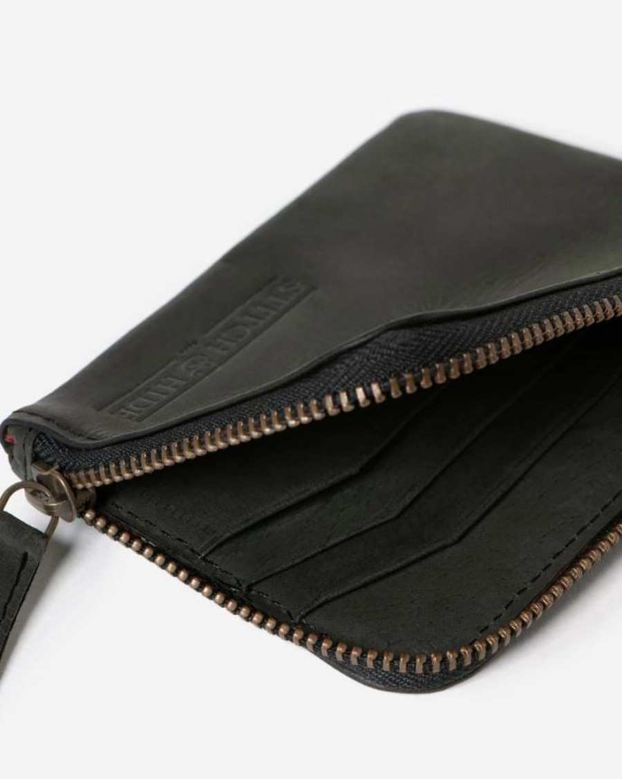 Wallets Stitch & Hide Bifold & Trifold Wallets | Stitch & Hide Leather Hendrix Zip Wallet Black