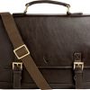 Men Hidesign Briefcases | Hidesign Hunter 15" Laptop Compatible Leather Briefcase Brown