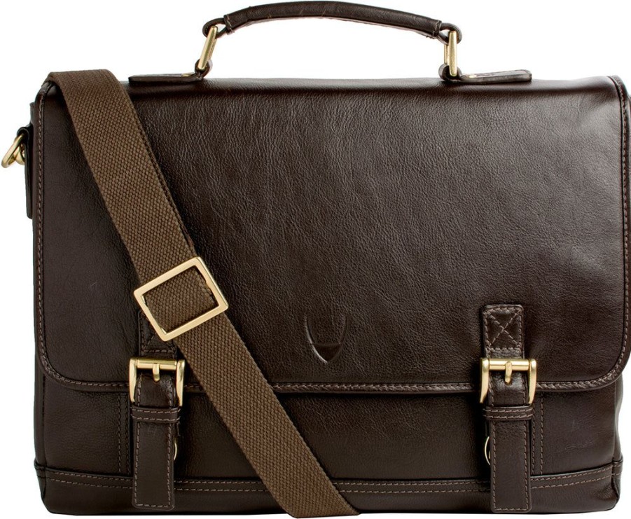 Men Hidesign Briefcases | Hidesign Hunter 15" Laptop Compatible Leather Briefcase Brown