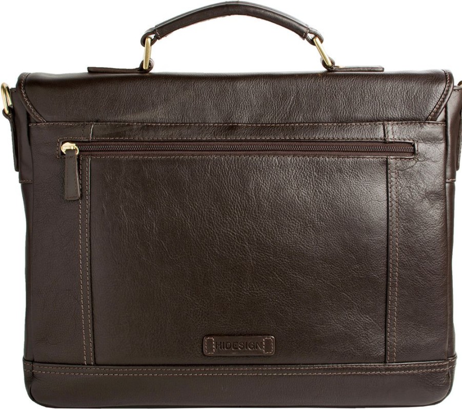 Men Hidesign Briefcases | Hidesign Hunter 15" Laptop Compatible Leather Briefcase Brown