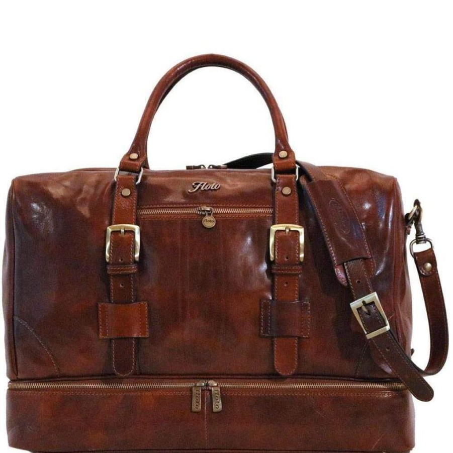 Handbags Floto Leather | Floto Leather Fc Drop Bottom Duffle Luggage Vecchio Brown