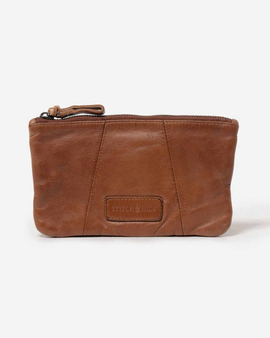 Wallets Stitch & Hide Pouch Wallets | Stitch & Hide Leather Lennox Pouch Saddle Brown