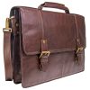 Men Hidesign Briefcases | Hidesign Charles Large Double Gusset Leather 17" Laptop Compatible Briefcase Work Bag Brown