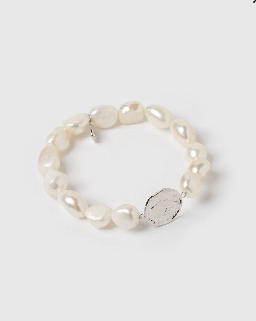 Jewellery Izoa Bracelets | Izoa Felicity Bracelet Silver Freshwater Pearl