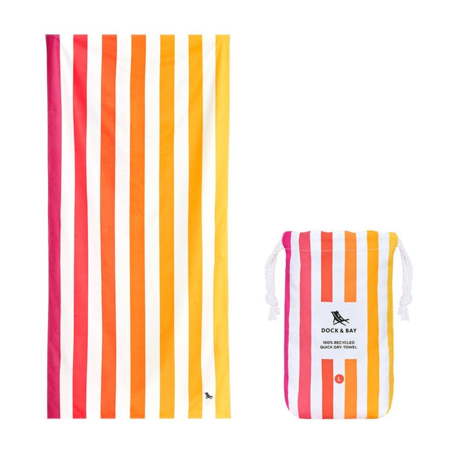 Women Dock & Bay Beach Towels | Dock & Bay Beach Towel Cabana Collection L 100% Recycled Peach Sunrise