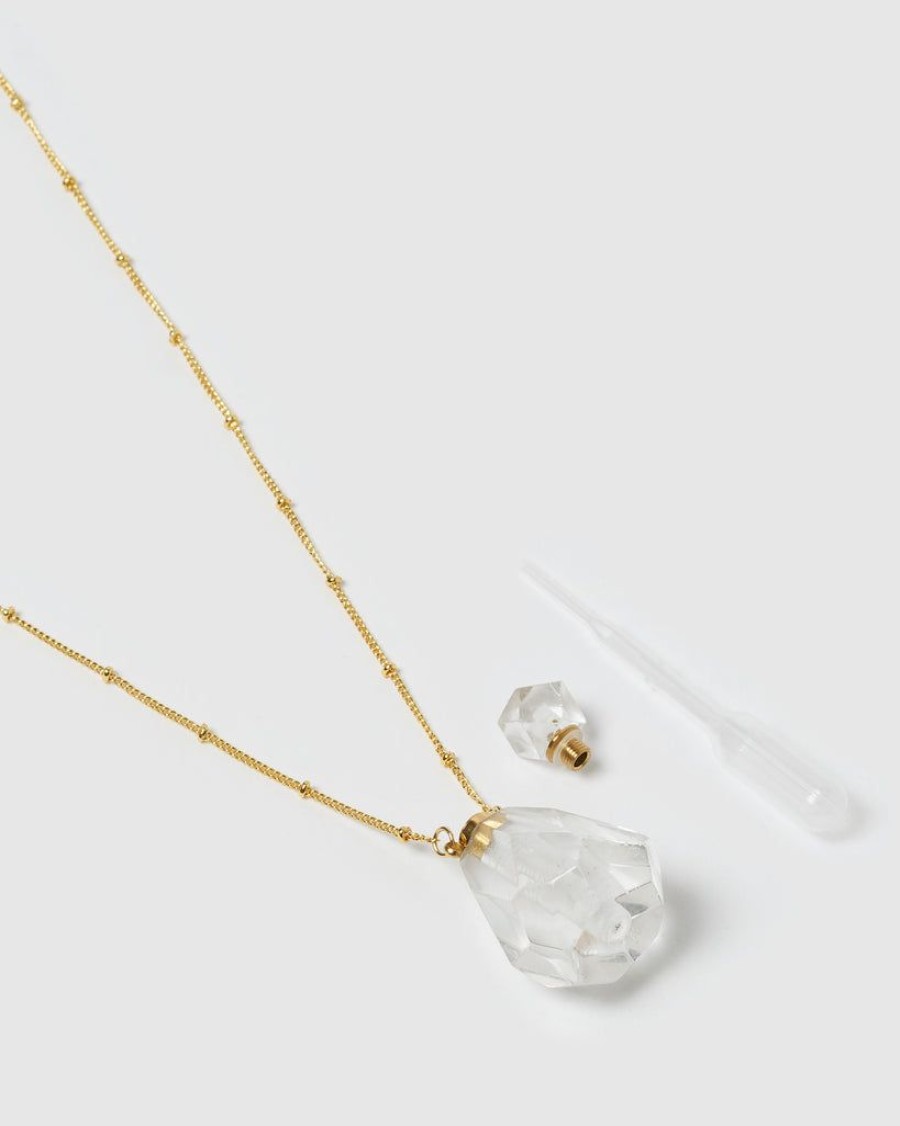 Jewellery Miz Casa & Co Necklaces | Miz Casa & Co Fantasy Pendant Perfume Bottle Necklace Clear Quartz Gold