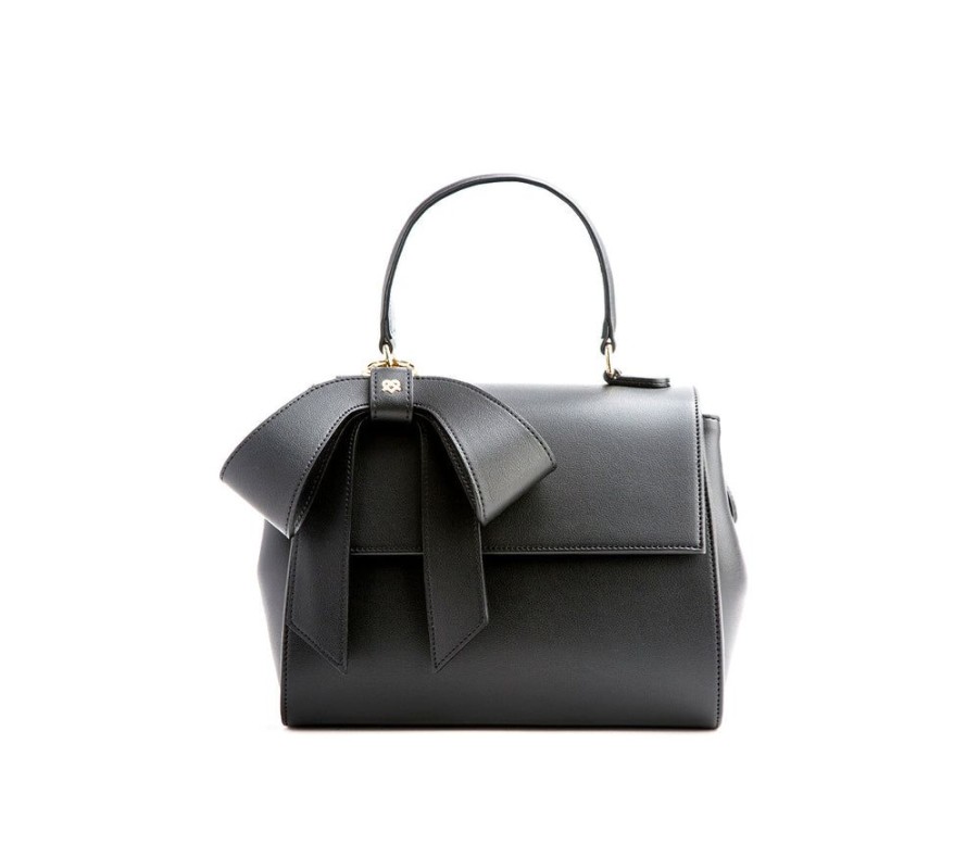 Handbags GUNAS NEW YORK | Gunas New York Cottontail Black Vegan Leather Satchel Bag