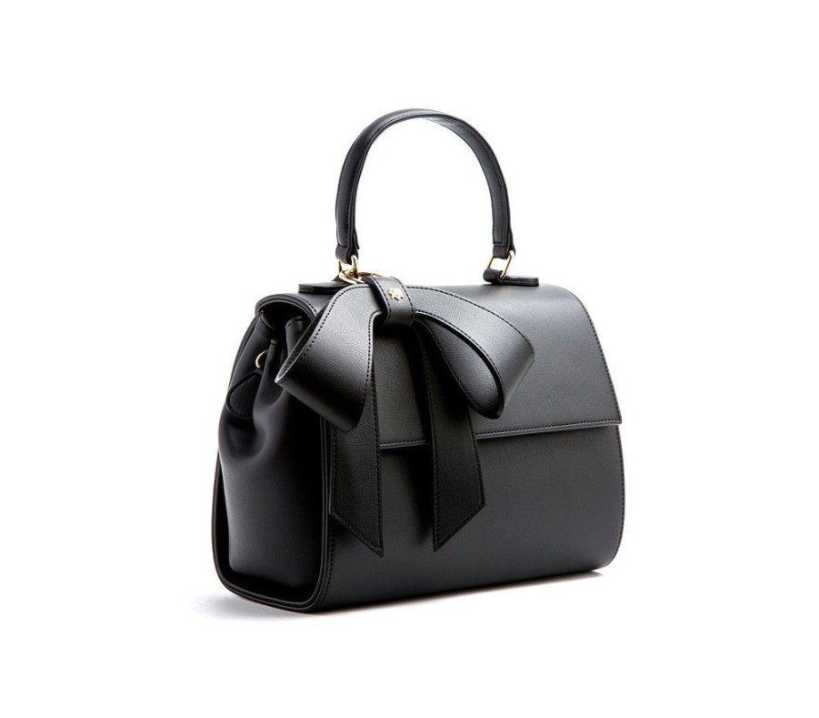 Handbags GUNAS NEW YORK | Gunas New York Cottontail Black Vegan Leather Satchel Bag